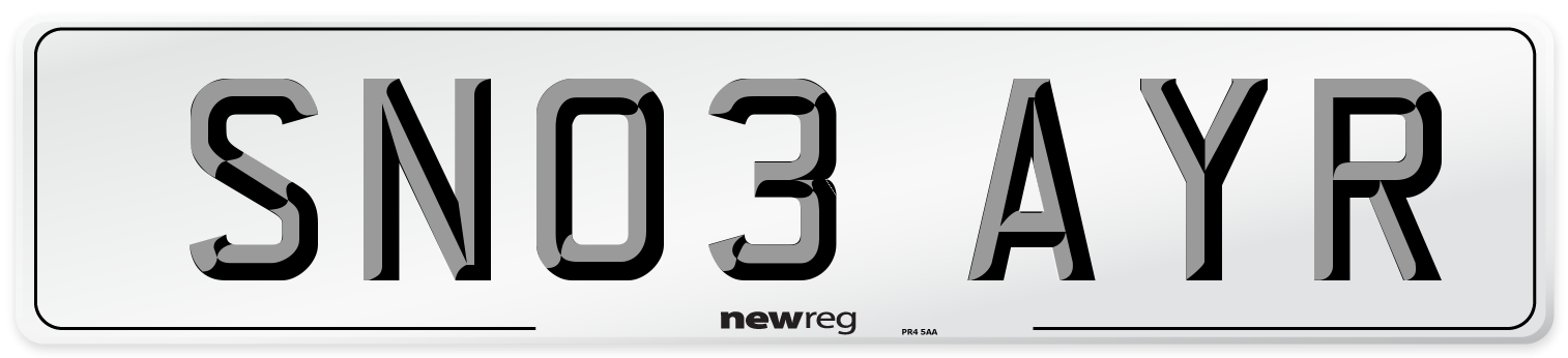 SN03 AYR Number Plate from New Reg